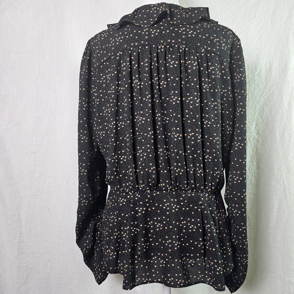 Cabi Womens Eros Blouse SZ M Wrap Multi Color Hearts Romantic Ruffles Valentines - Picture 9 of 16